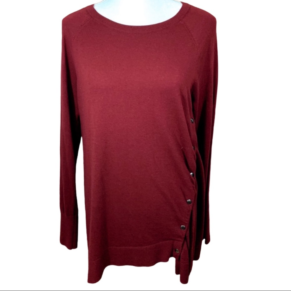 Halogen Burgundy Wool/Cashmere Sweater Tunic - Picture 2 of 9